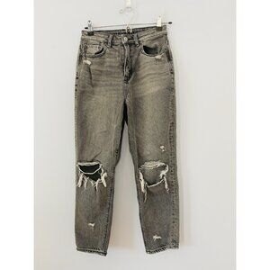 American Eagle Highest Rise Mom Jeans Women's Size 2 X Short Faded Black Gray